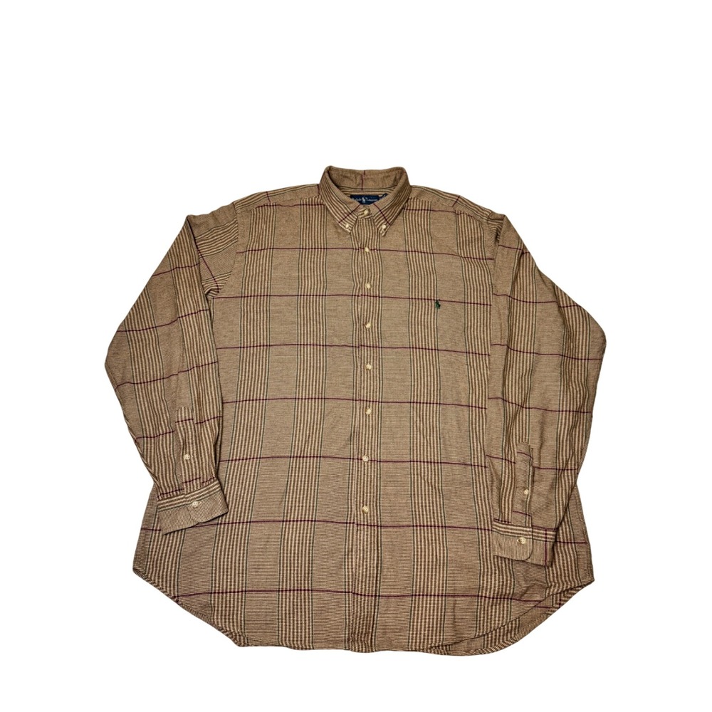 Ralph Lauren Classic Fit Men's Plaid Button Down Size 2XLT Brown